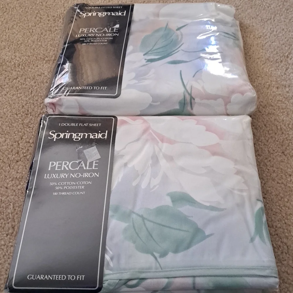 🛍Springmaid no iron fitted and flat, Full size
